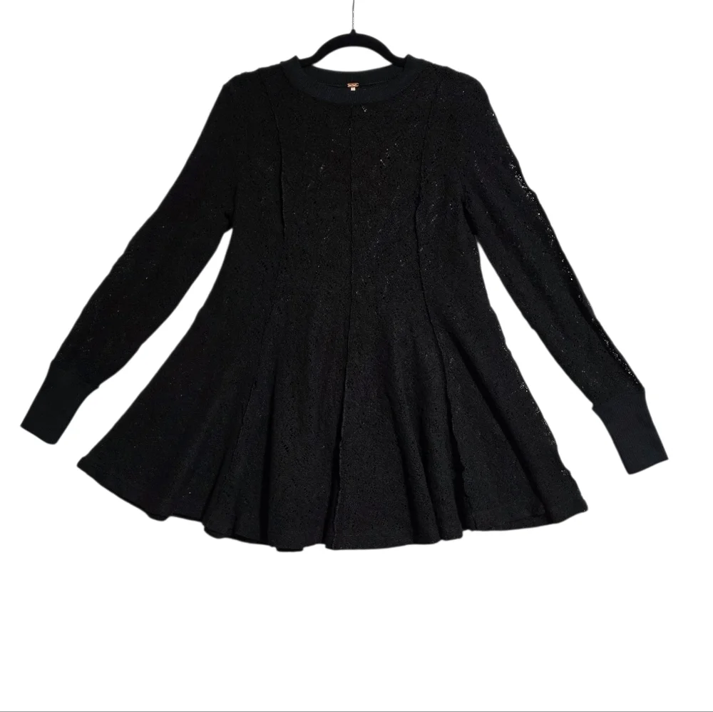FREE PEOPLE COFFEE IN THE MORNING TUNIC DRESS UNCONVENTIONAL LACE SZ XS